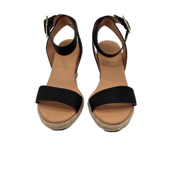LOFT Black Wedge Espadrille Platform Ankle Strap Sandals Size 7 Women's - Picture 3 of 10